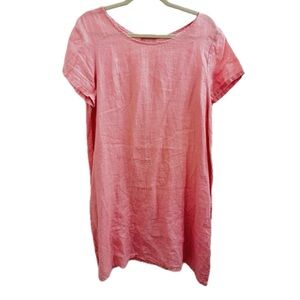 CP Shades Linen Tshirt Dress in Coral